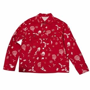 Unisex Festive Red Denim Christmas Jacket